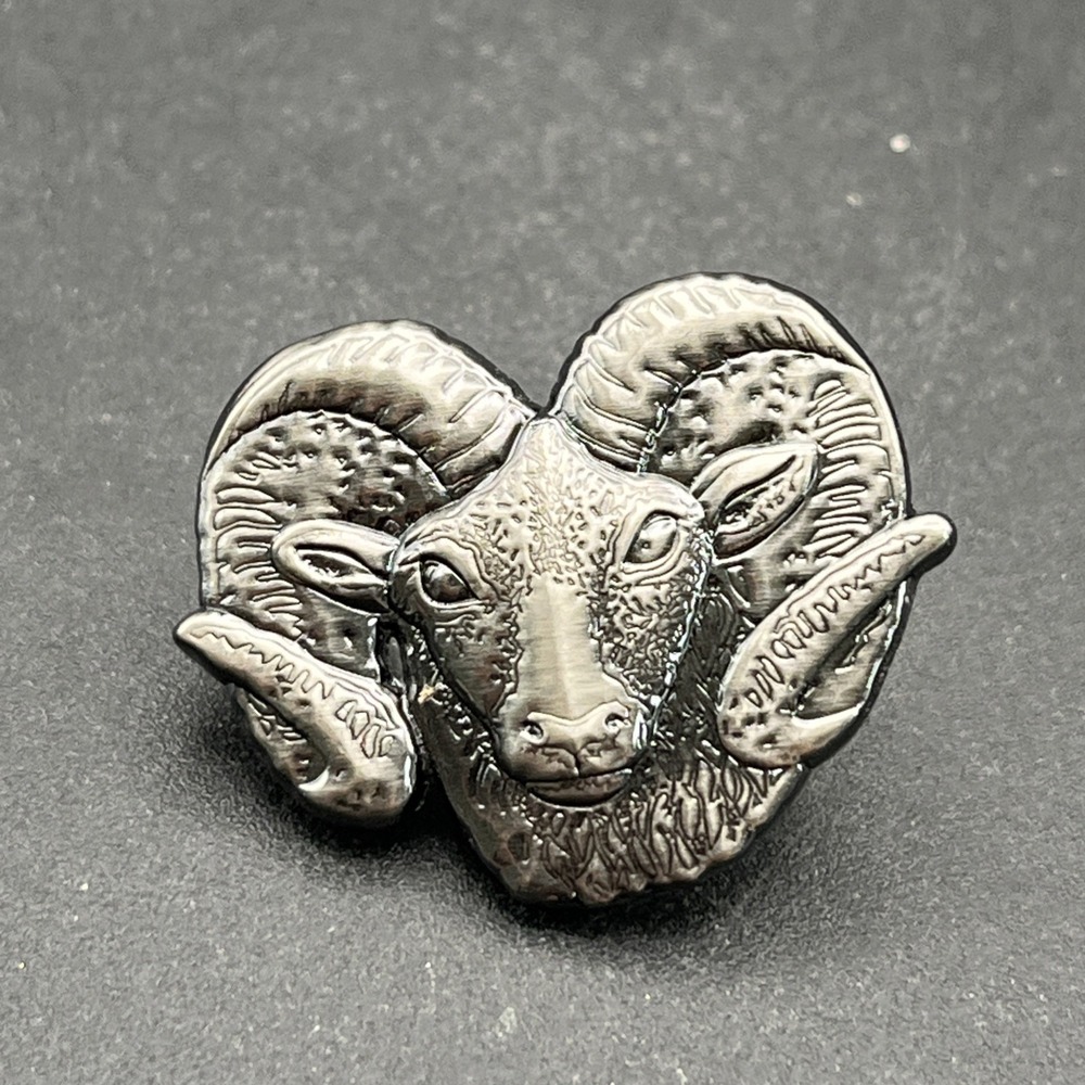 Ram‎ Head Animal Horns Silver Tone Lapel Hat Pin